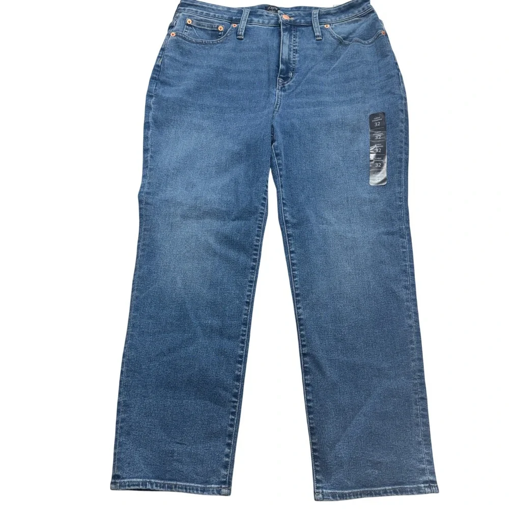 J.Crew‎ Curvy Stovepipe Jeans Signature Stretch Blue Size 32 Casual Classic NWT